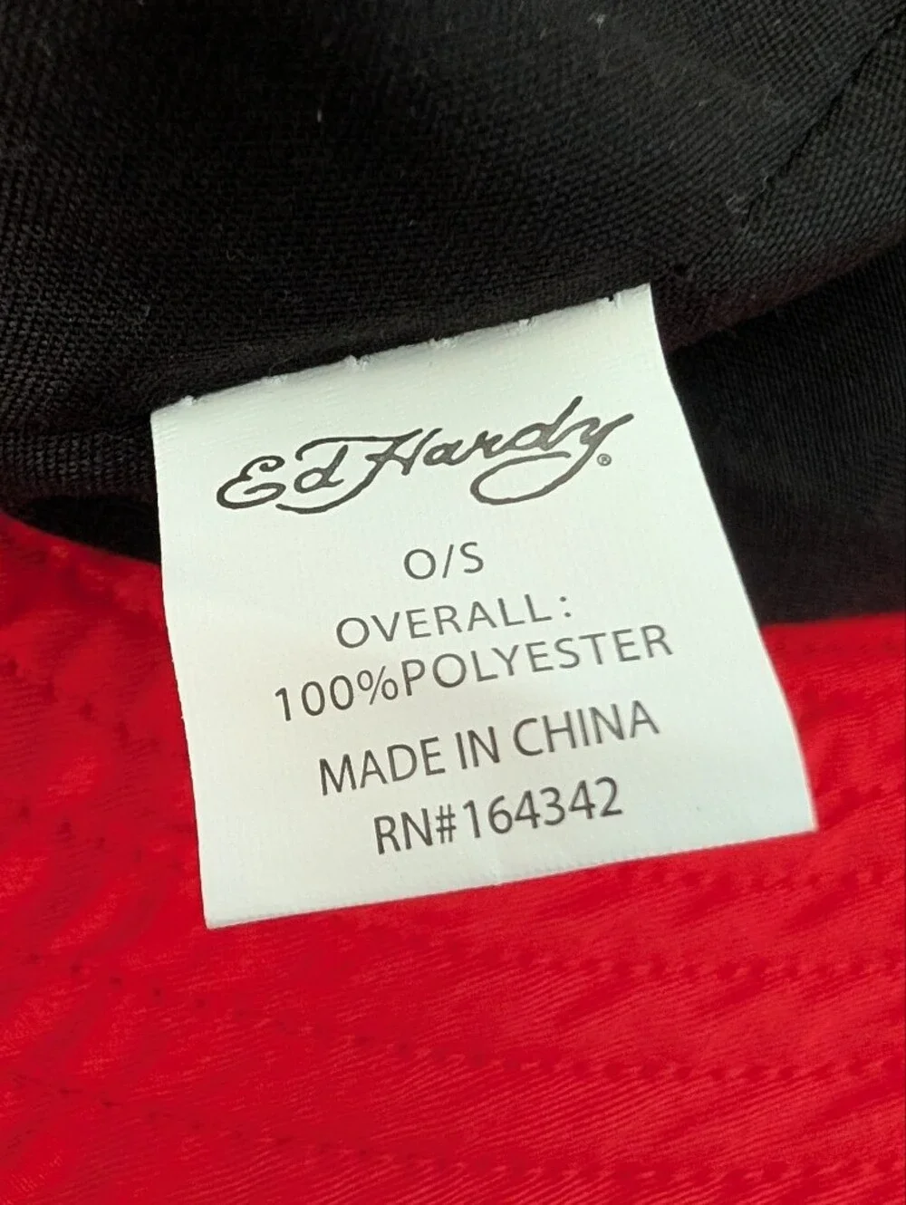 NWT Ed Hardy Red Bucket Hat with Embroidered  Patches Unisex Sz O/S